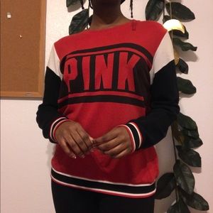 Red, Black, and White VS Pink Crewneck Sweatshirt